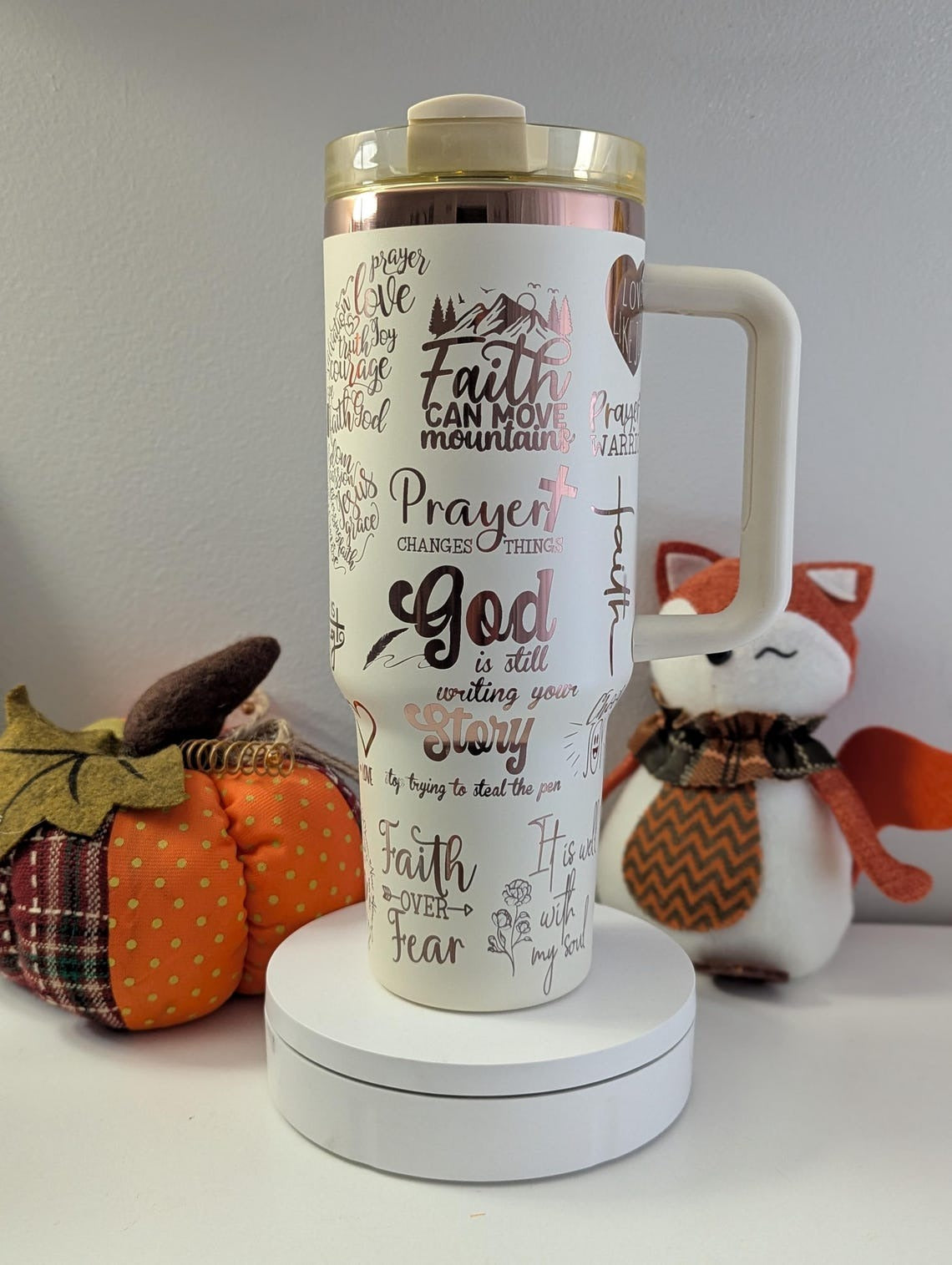 Jesus Tumbler 30oz/40oz, Faith Over Fear Tumbler With Handle, Christian Laser Engraved, LAF21